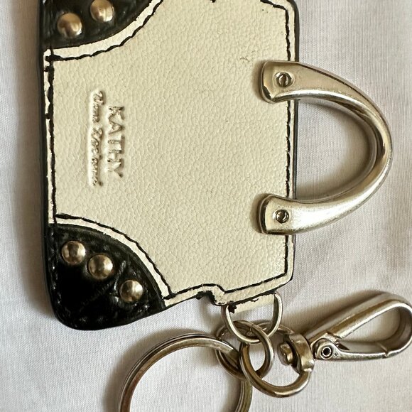 Vintage Kathy Van Zeeland Purse Charm Keychain Tan & Silver, Bag Shaped - Picture 3 of 4